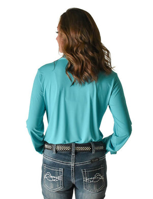 COWGIRL TUFF Turquoise Pullover Button Up Instant Cooling