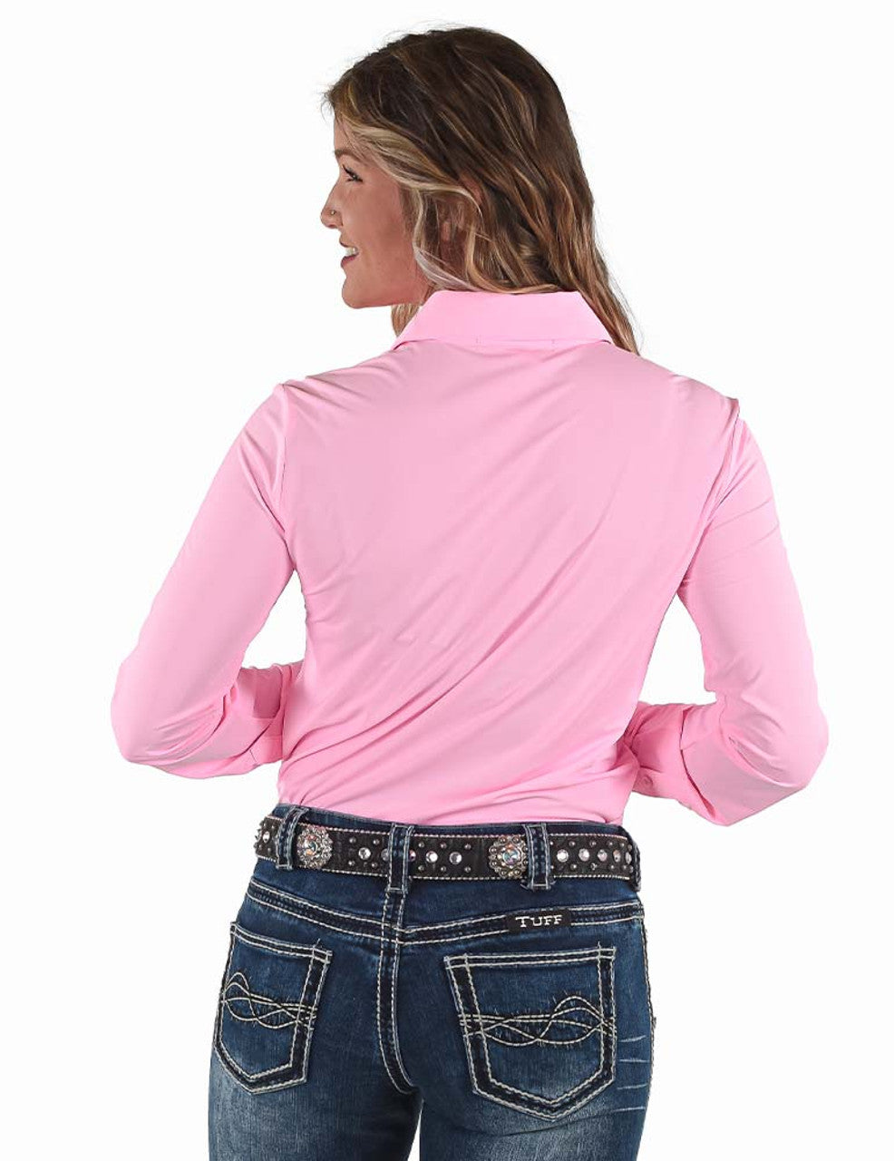 COWGIRL TUFF Women's Breathe Instant Cooling UPF Bubblegum Pink Pullover Button Up