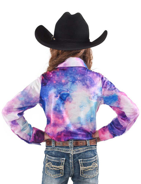 COWGIRL TUFF Girl's Galaxy Print Pullover Button - Up