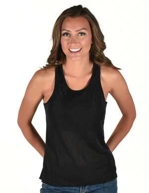 COWGIRL TUFF Women's Black Shimmer Racerback Tank