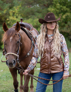 COWGIRL TUFF Women's Copper Mid-weight With Black Embroidery Logos Vest