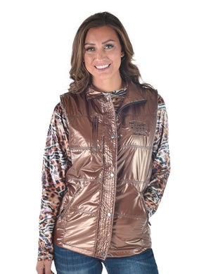 COWGIRL TUFF Women's Copper Mid-weight With Black Embroidery Logos Vest