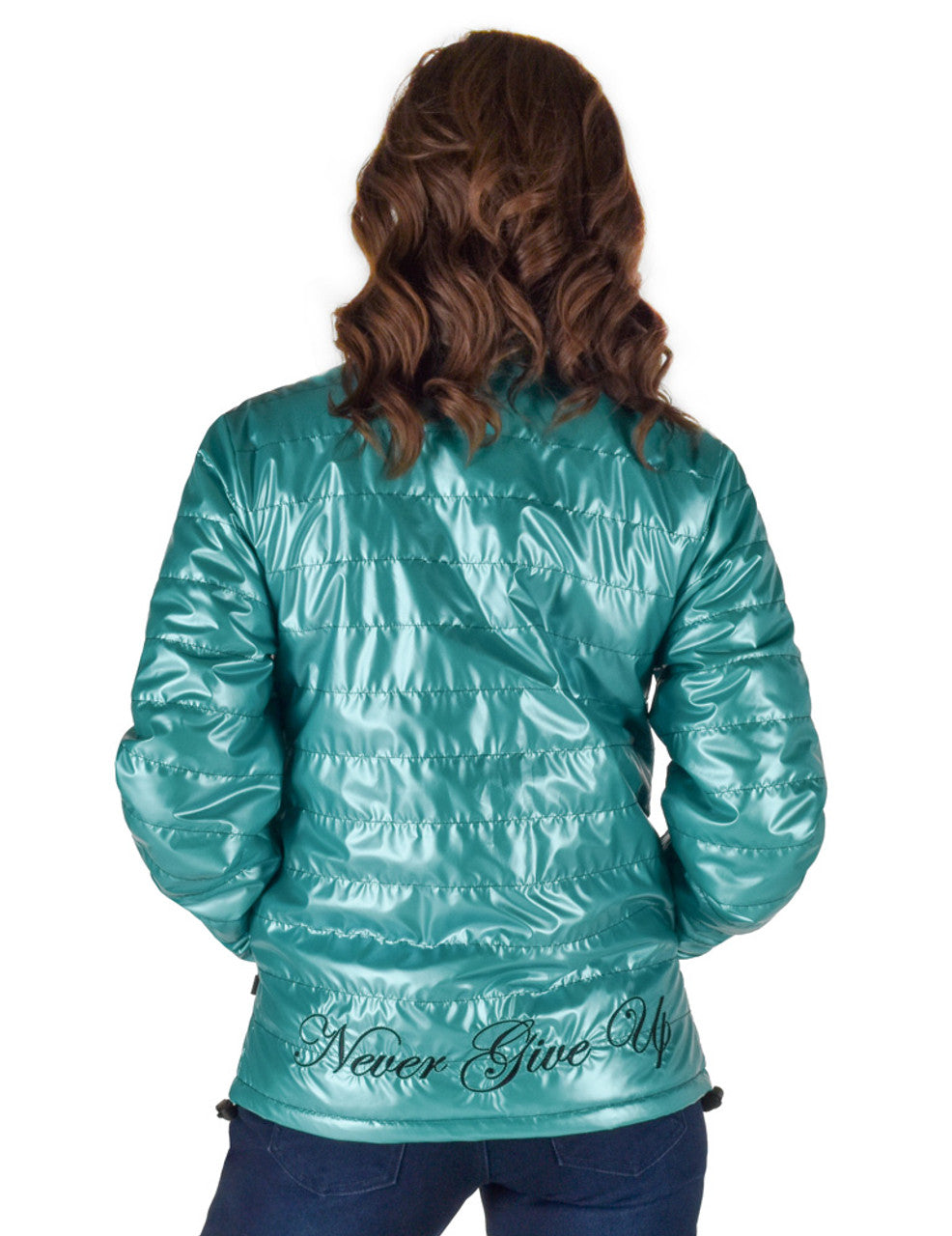 COWGIRL TUFF Women's Turquoise Mid-weight With Black Embroidery Logos Jacket