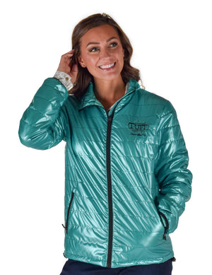 COWGIRL TUFF Women's Turquoise Mid-weight With Black Embroidery Logos Jacket