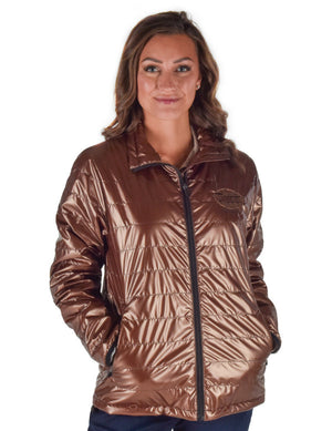 COWGIRL TUFF Women's Copper Mid-weight With Black Embroidery Logos Jacket