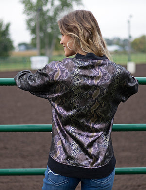 COWGIRL TUFF Women's Black Snakeskin Stretch Jacket