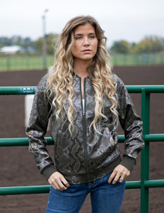 COWGIRL TUFF Women's Green Snakeskin Mid-weight Stretch Jacket