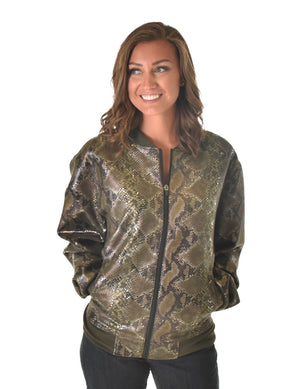 COWGIRL TUFF Women's Green Snakeskin Mid-weight Stretch Jacket