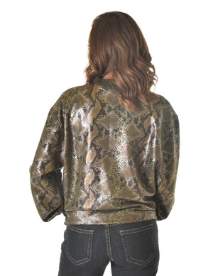 COWGIRL TUFF Women's Green Snakeskin Mid-weight Stretch Jacket