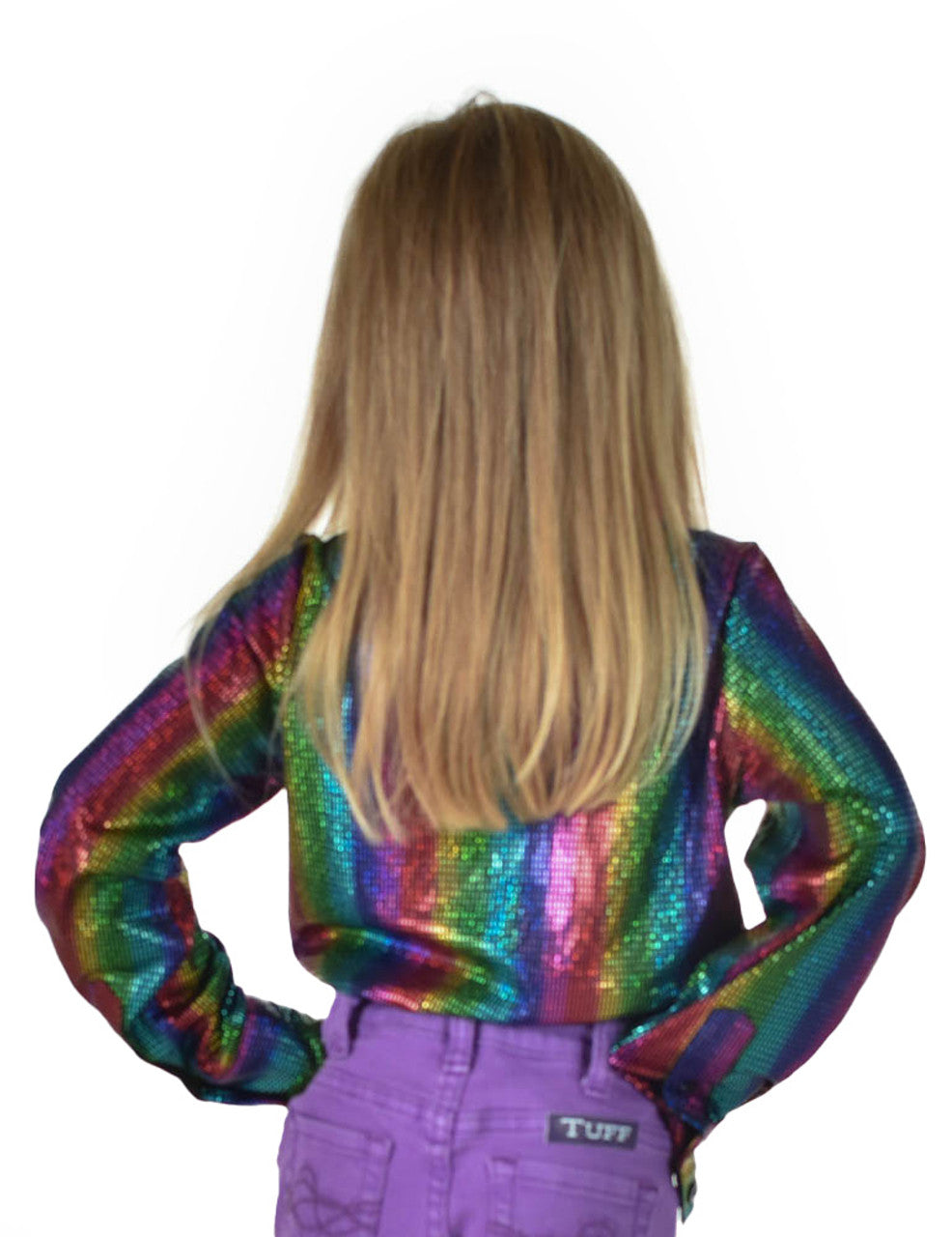 COWGIRL TUFF Girls Multi-color Foil Lightweight Stretch Jersey Pullover Button Up