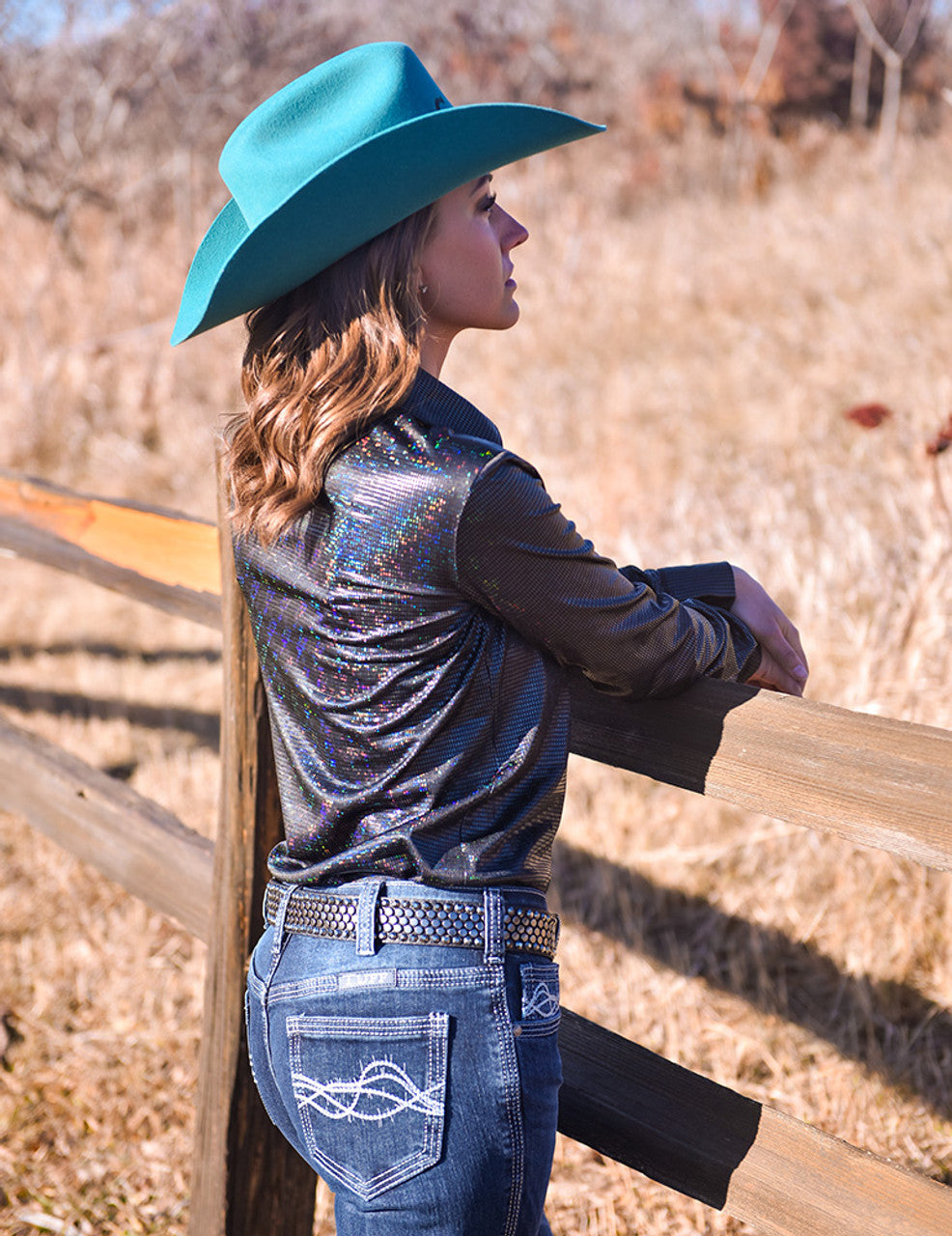 COWGIRL TUFF Pullover Button Up (Black Foil Lightweight Stretch Jersey)