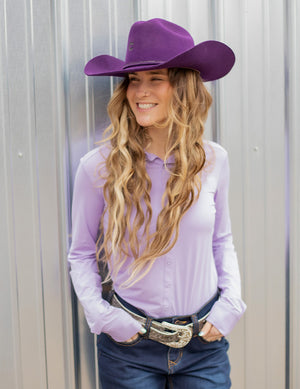 COWGIRL TUFF Lavender Breathe Lightweight Stretch Jersey Pullover Button Up