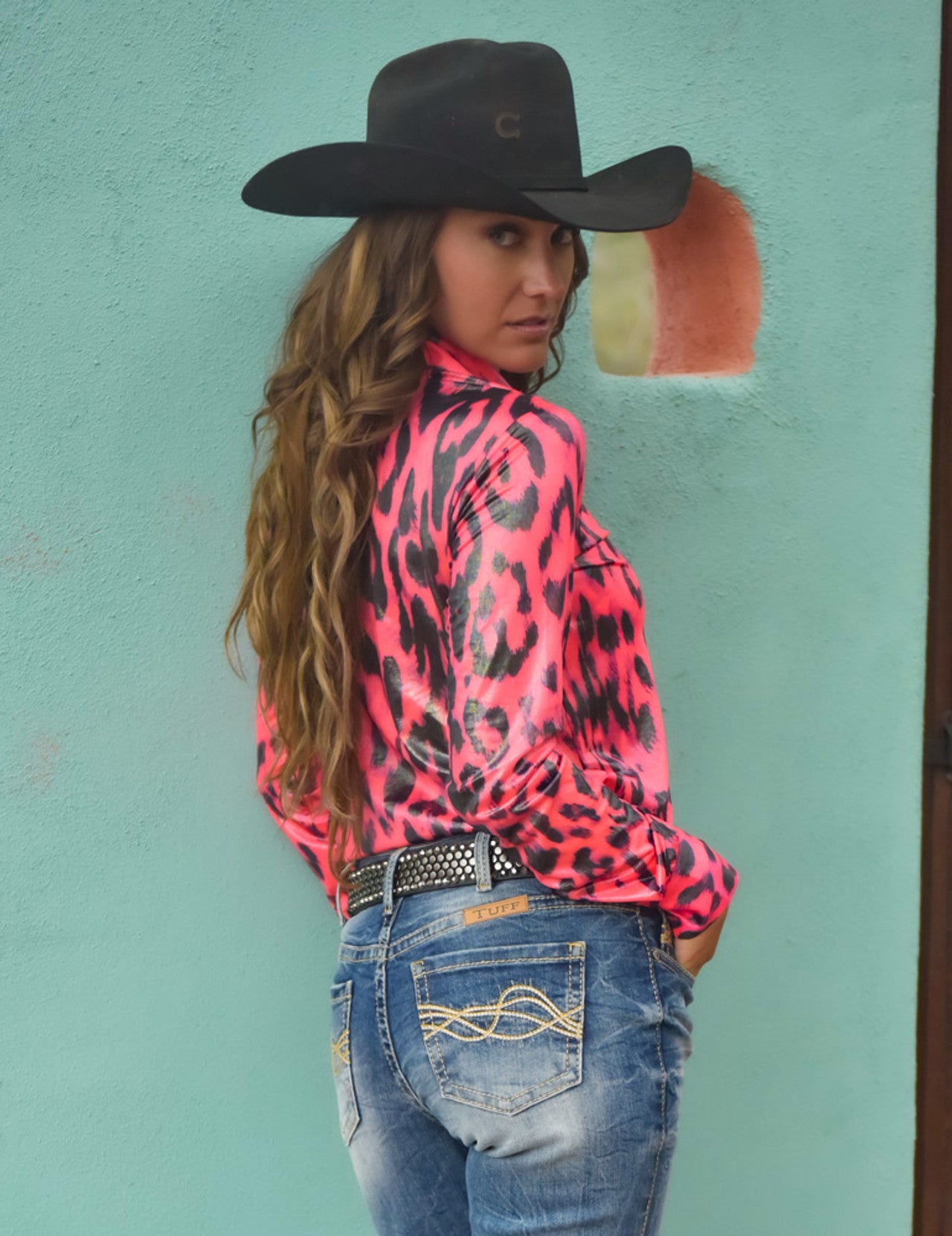 COWGIRL TUFF Watermelon Leopard Pullover Button-Up