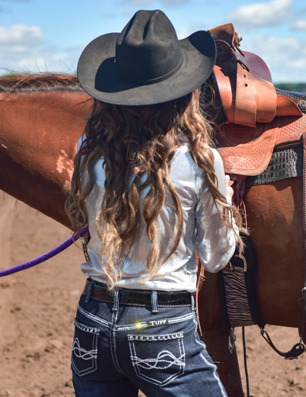 COWGIRL TUFF Silver With Silver Foil Heart and Stars Lightweight Stretch Jersey Pullover Button Up