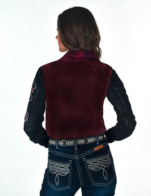 COWGIRL TUFF  Pullover Button Up (Red-Black Metallic Mid-weight Stretch Jersey)