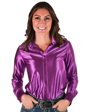 COWGIRL TUFF Pullover Button-Up (Lavender Satin Lightweight Stretch)