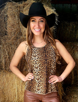 COWGIRL TUFF Flowy Tank Top (Leopard Lightweight Stretch Jersey)