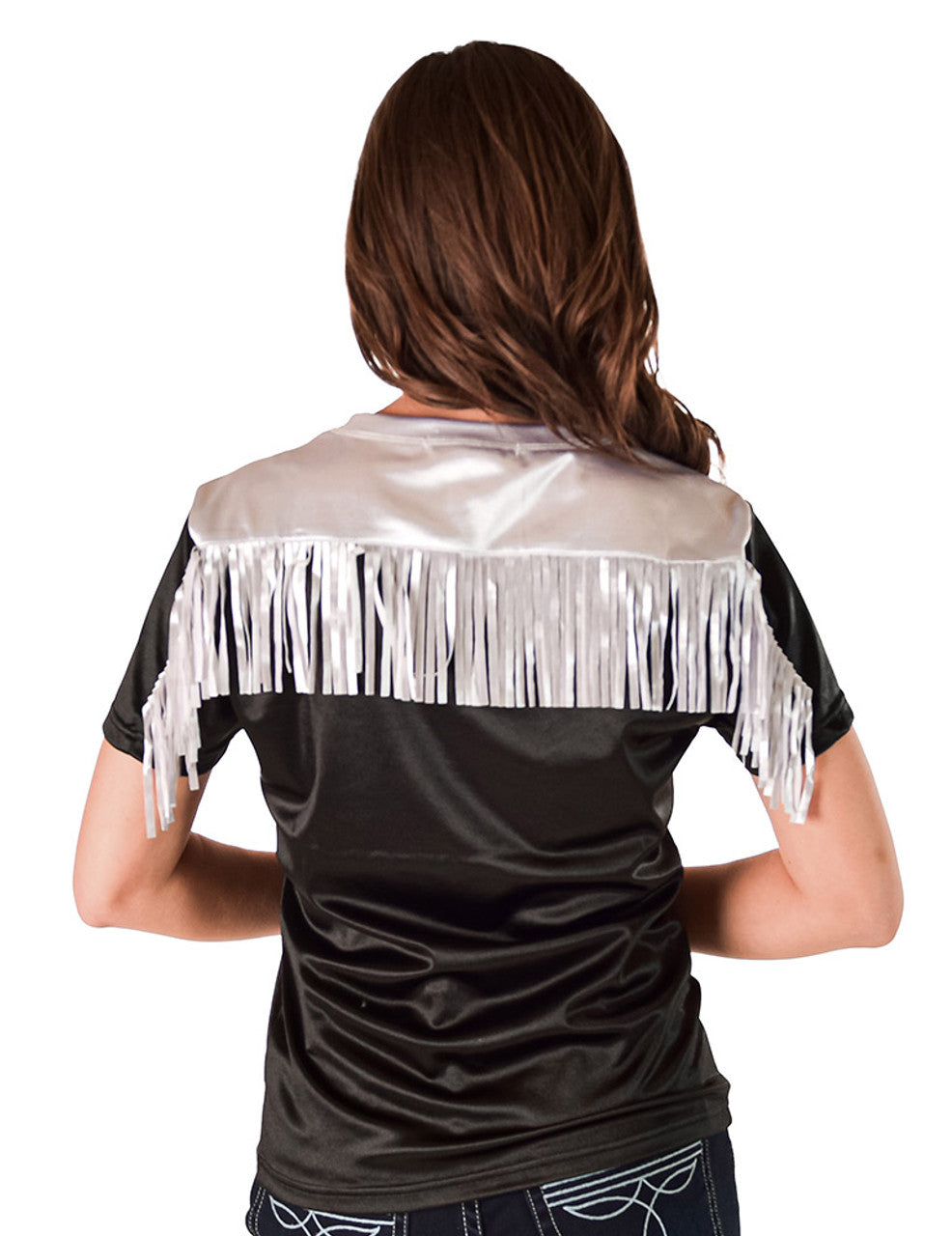 COWGIRL TUFF Tee (Black And White Satin Lightweight Stretch Jersey)