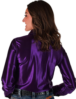 COWGIRL TUFF Pullover Button-Up (Prince Purple Satin Lightweight Stretch)