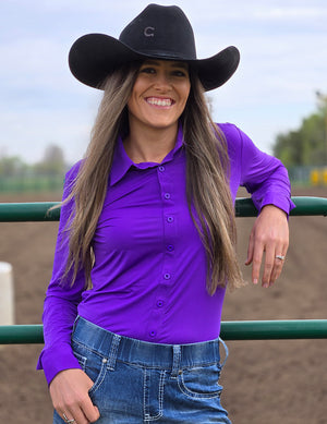 COWGIRL TUFF Pullover Button Up (Royal Purple Breathe Lightweight Stretch)