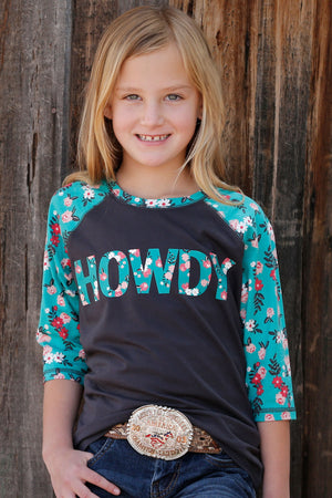 CRUEL GIRL Girl's "Howdy" Three Quarter Raglan