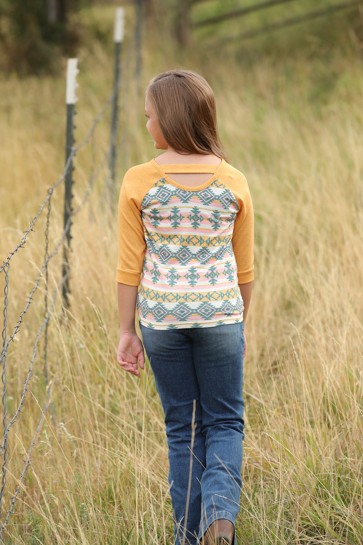 CRUEL GIRL Girl's Southwestern Print Raglan