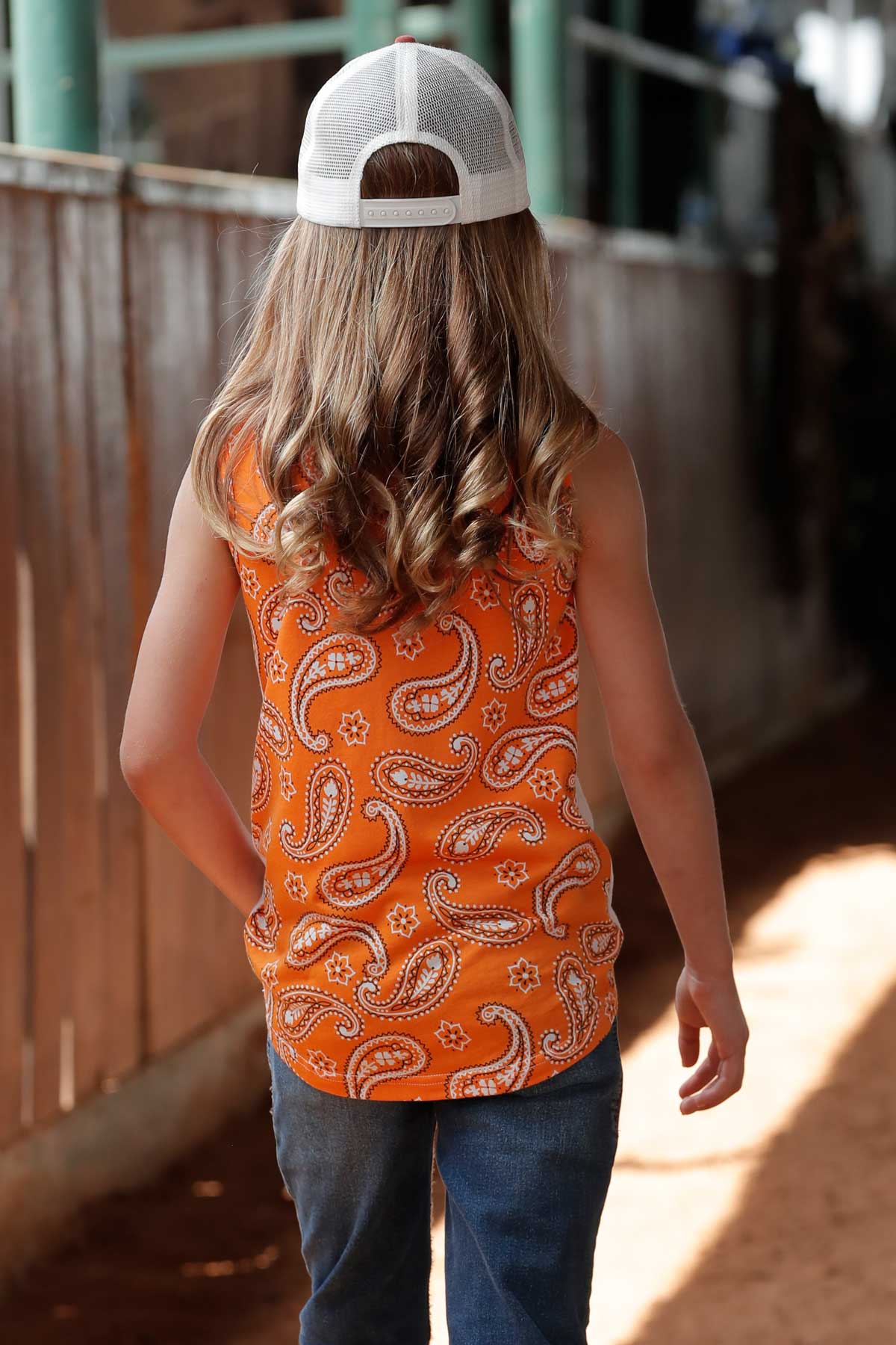 CRUEL GIRL Girl's Orange and Cream Tank