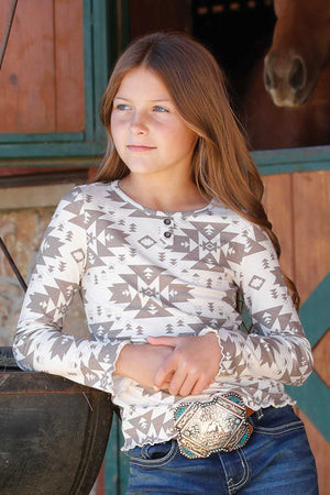 CRUEL GIRL Girl's Rib Knit Henley Tee