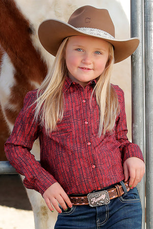 CRUEL GIRL Girl's Pink Long Sleeve Western Shirt