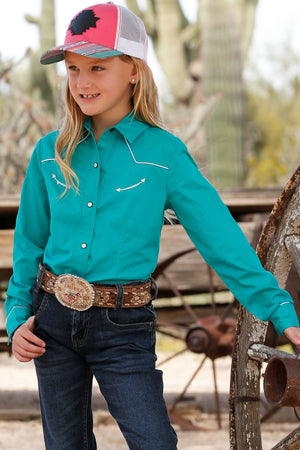 CRUEL GIRL Girl's Teal Western Shirt