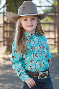 CRUEL GIRL Girl's Turquoise Button-Down Western Shirt