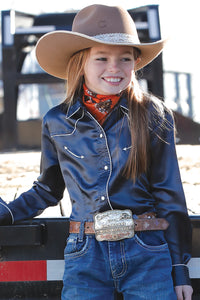 CRUEL GIRL Girl's Navy Button-Down Western Shirt