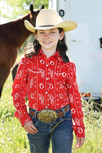 CRUEL GIRL Girl's Red Button-Down Western Shirt