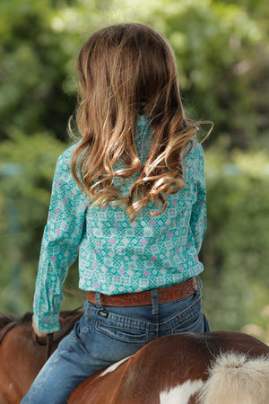 CRUEL GIRL Girl's Turquoise Western Button Down Shirt