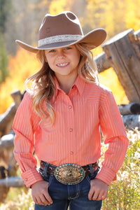 CRUEL GIRL Girl's Coral Stripe Snap Front Western Shirt