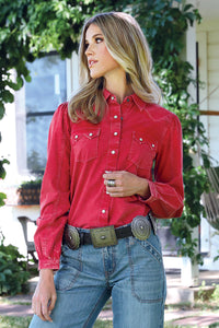 CRUEL GIRL Women's Solid Red Western Shirt