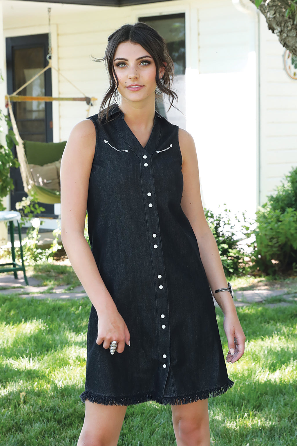CRUEL GIRL Women's Black Chambray Dress