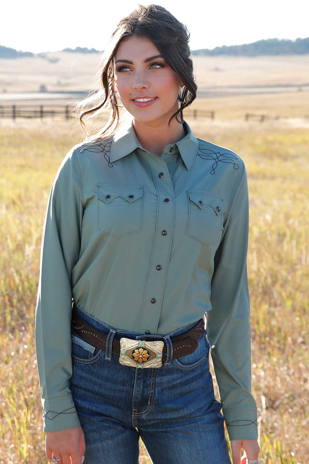CRUEL GIRL Women's Arena Fit Snap Front Western Shirt