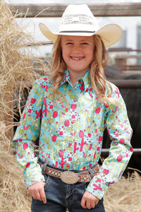 CRUEL GIRL Girl's Turquoise Snap Western Shirt