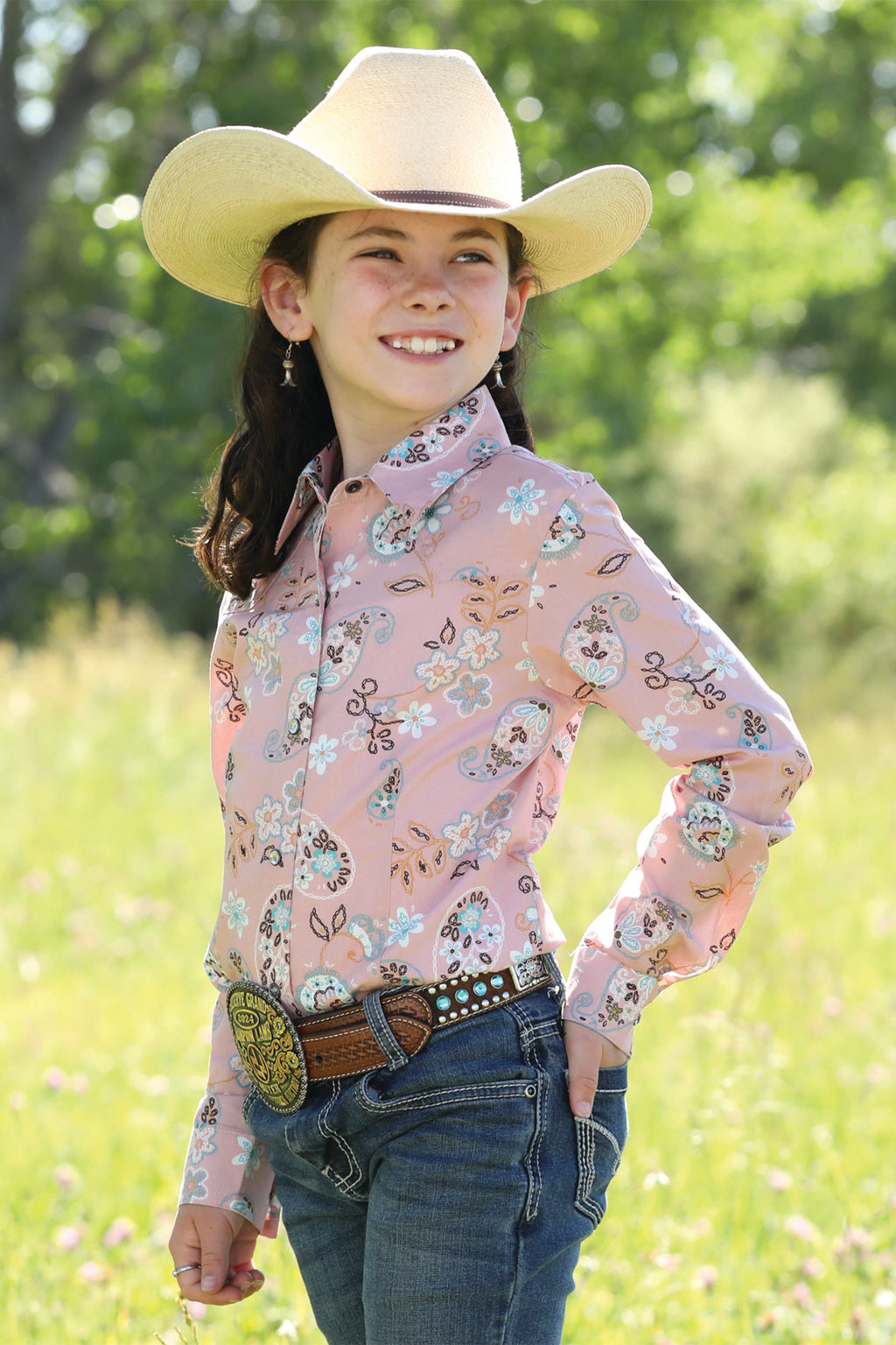 CRUEL GIRL Girl's Pink L/S Snap Front Western Shirt