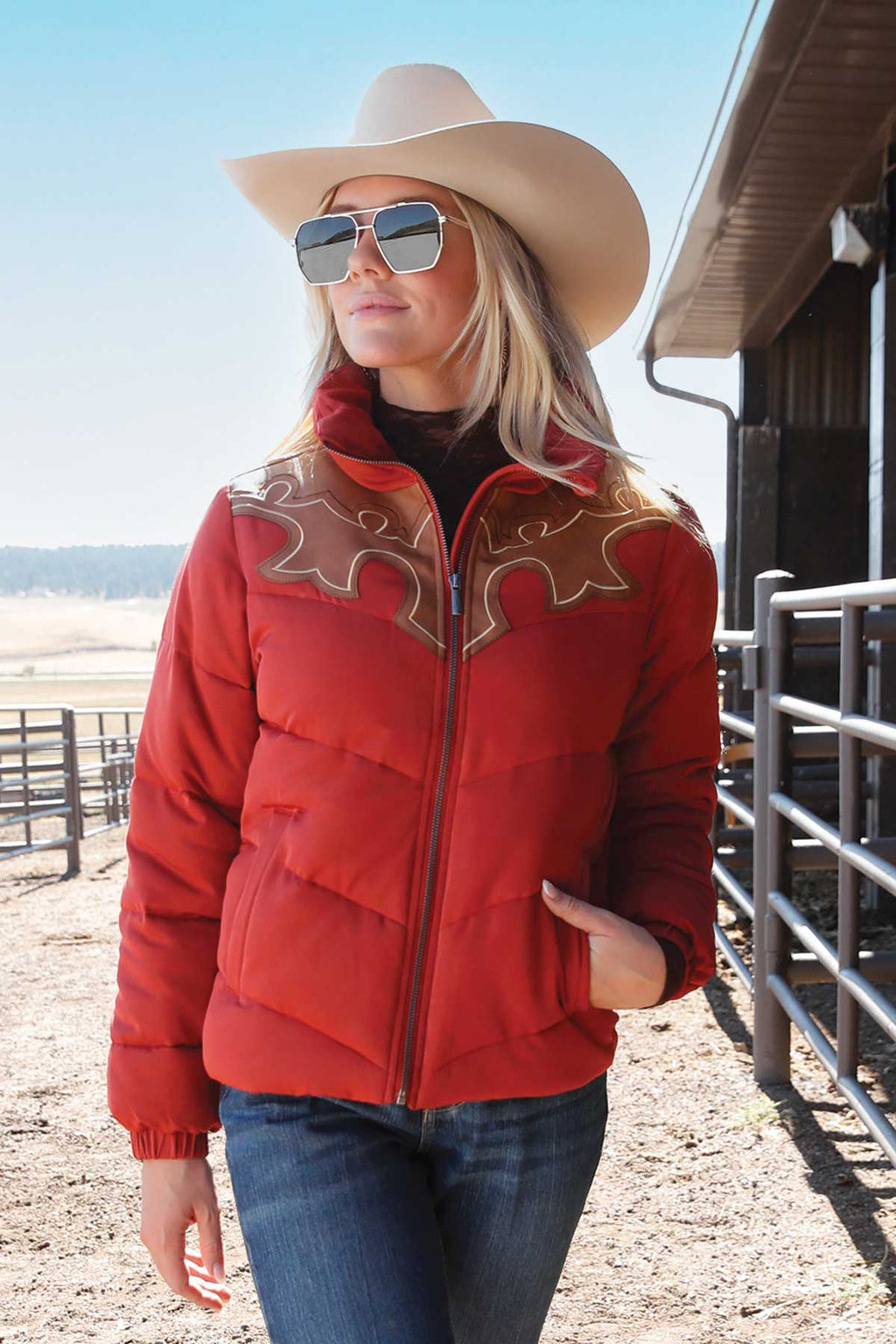 CRUEL GIRL Women's Red Puffer Jacket