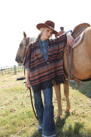 CRUEL GIRL Women's Brown Poncho