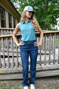 CINCH Women's Blue Sleeveless Polo