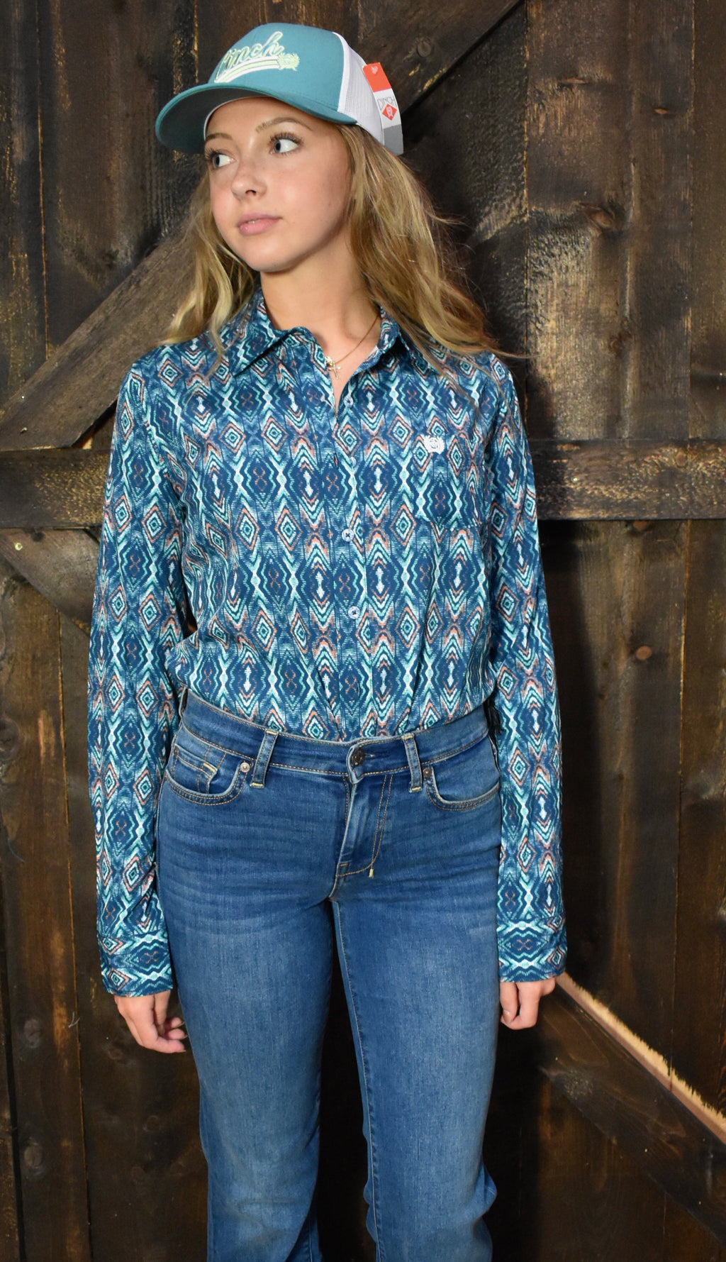 CINCH Women's Navy ARENAFLEX Western Button-Down Shirt