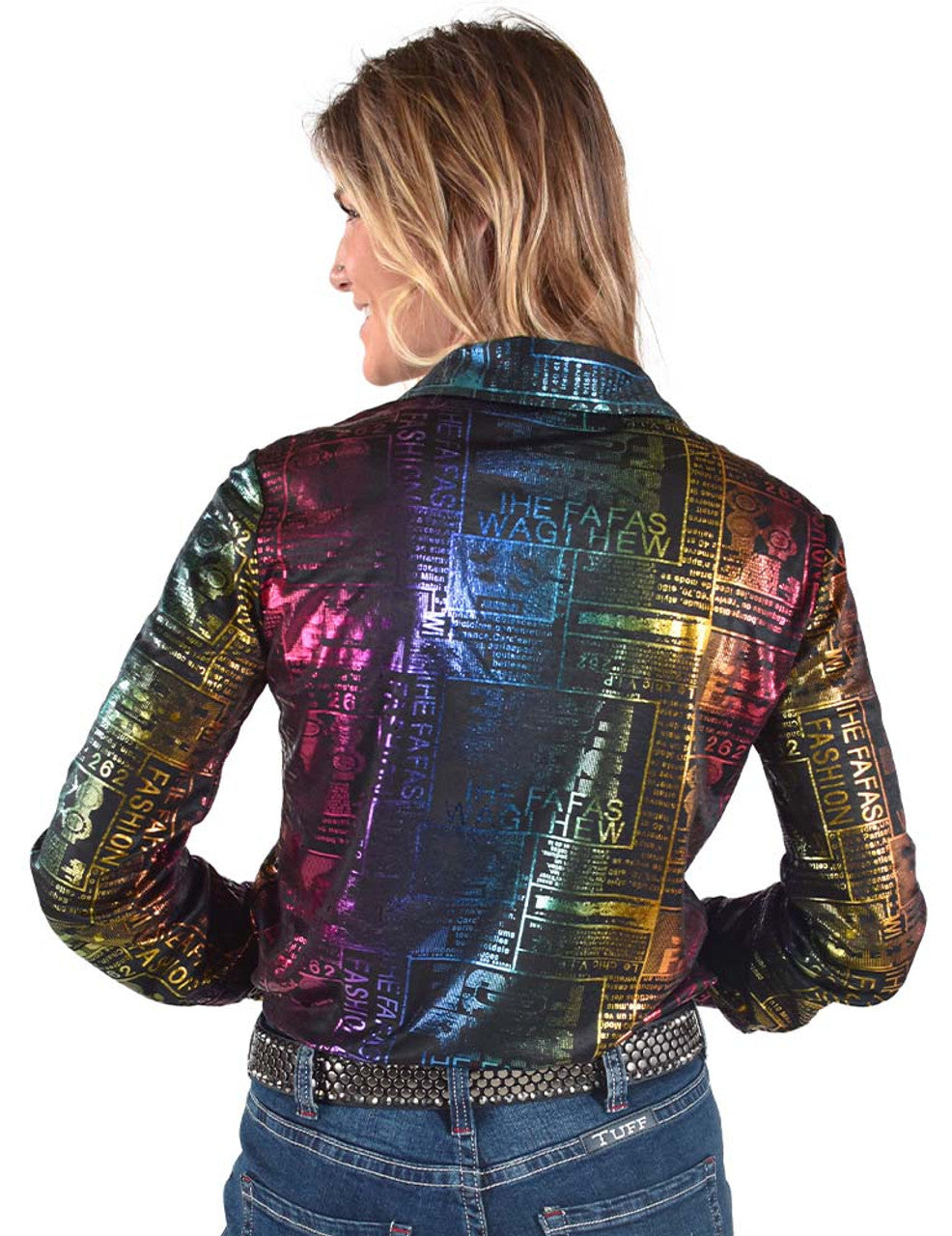 COWGIRL TUFF Foil Fashion Print Mid-weight Jersey Pullover Button-Up