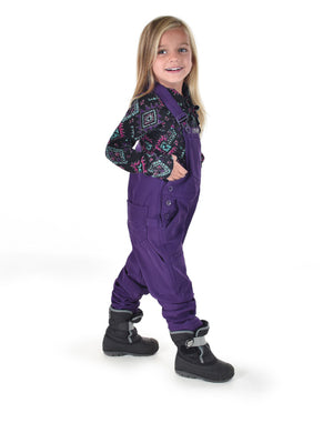 COWGIRL TUFF Girl's Work Hard Play Hard Purple Tuck In Bib Overall