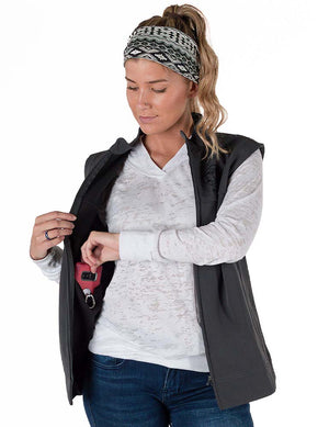 COWGIRL TUFF  Charcoal Microfiber Vest With Embroidered Logo