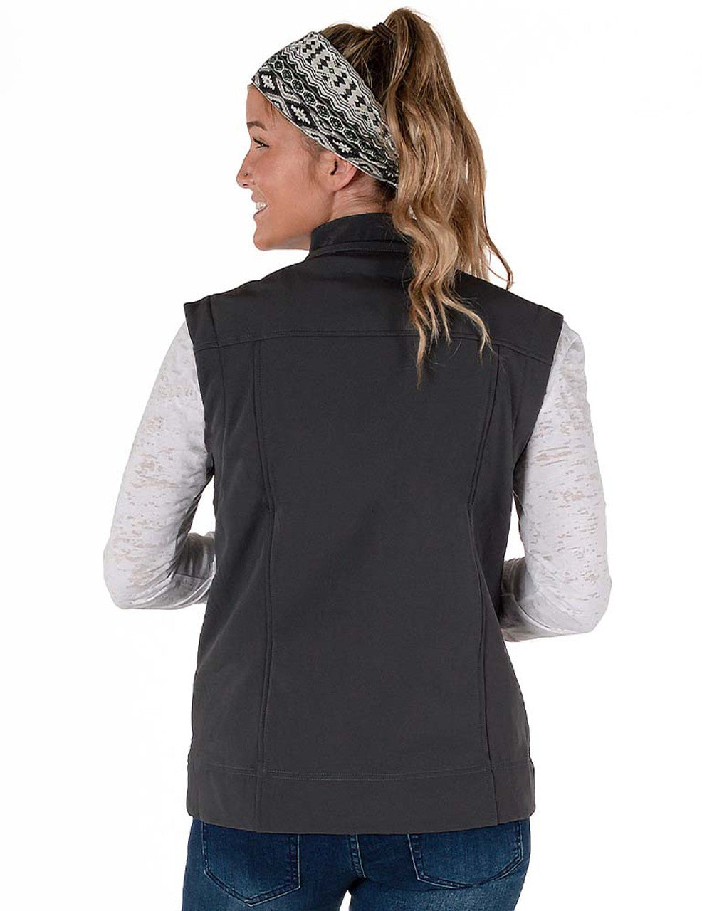 COWGIRL TUFF  Charcoal Microfiber Vest With Embroidered Logo