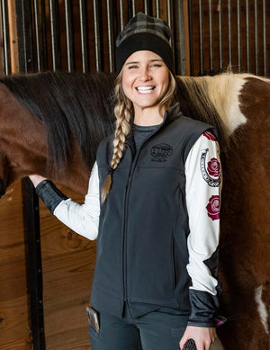 COWGIRL TUFF  Charcoal Microfiber Vest With Embroidered Logo