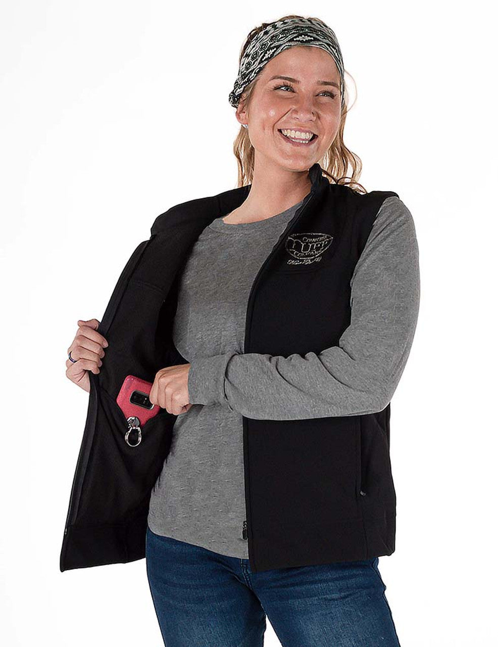 COWGIRL TUFF Black Stretch Microfiber Jacket with Embroidered Logo